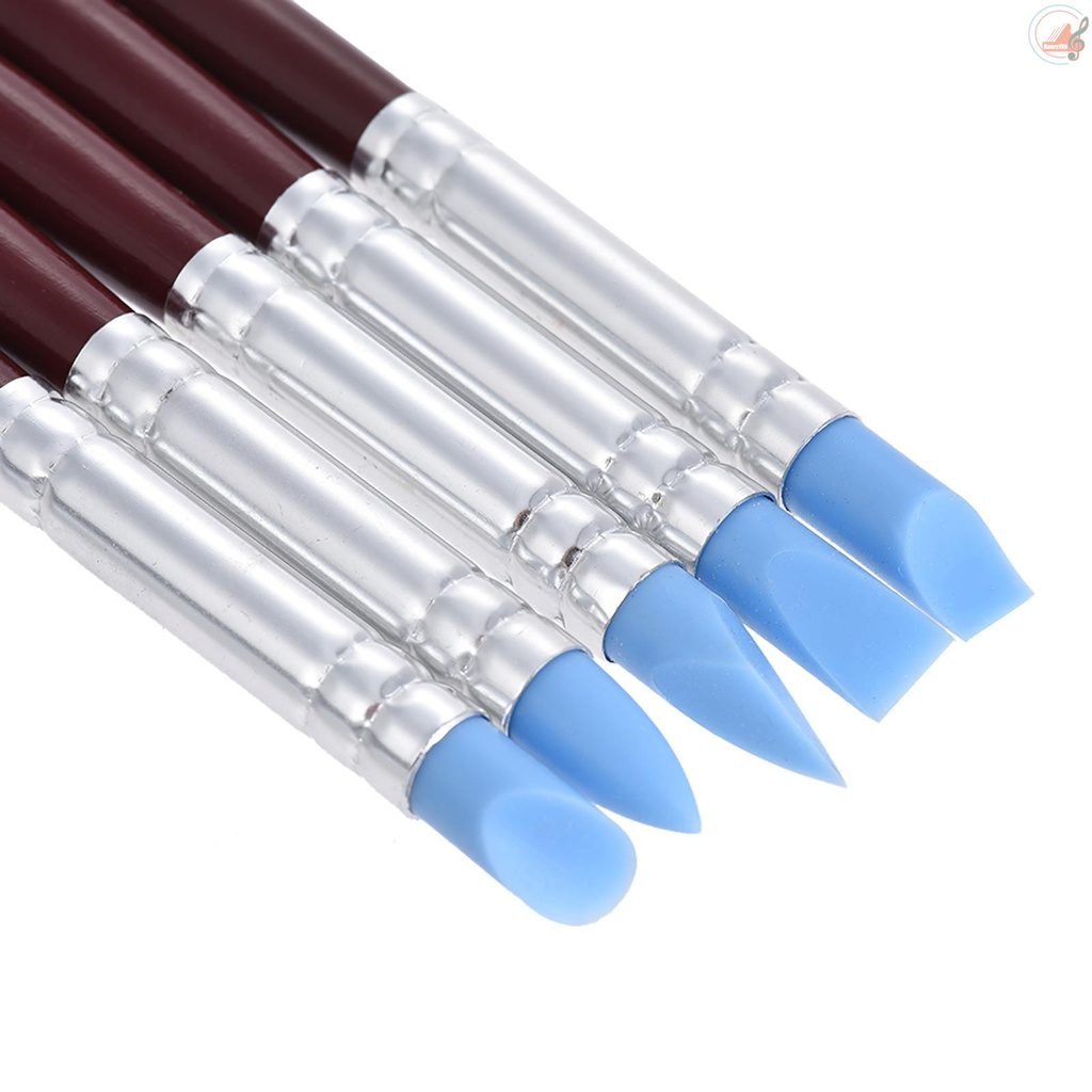 5pcs Rubber Tip Paint Brushes Clay Tools for Sculpture Pottery Color Shaping Blending Drawing Modeling Remove Fingerprints