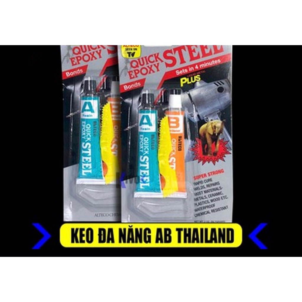 Keo dán AB đa năng Thái Lan 2 thành phần, dán sắt, gỗ, kính, nhựa, đá, kim loại, giầy dép, khi khô siêu cứng, chắc chắn