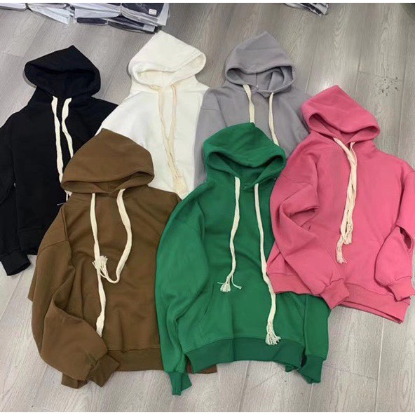 Áo hoodie nam nữ form rộng dây to màu trơn áo nỉ bông HNDHD03 | BigBuy360 - bigbuy360.vn