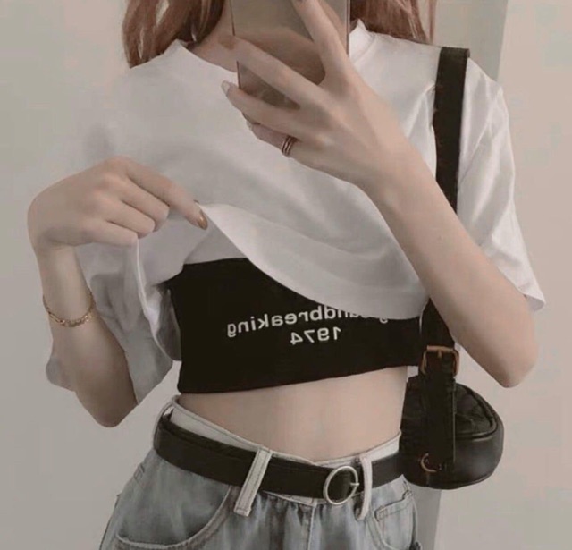 Áo Croptop Unisex ( full set 2 màu )