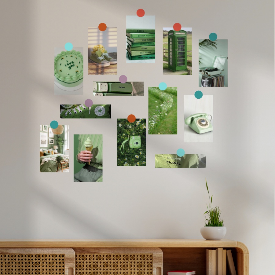 Bìa, postcard, decor thiệp, bưu thiếp decor ,làm tranh treo tường trang trí Tone Xanh lá start22_shop