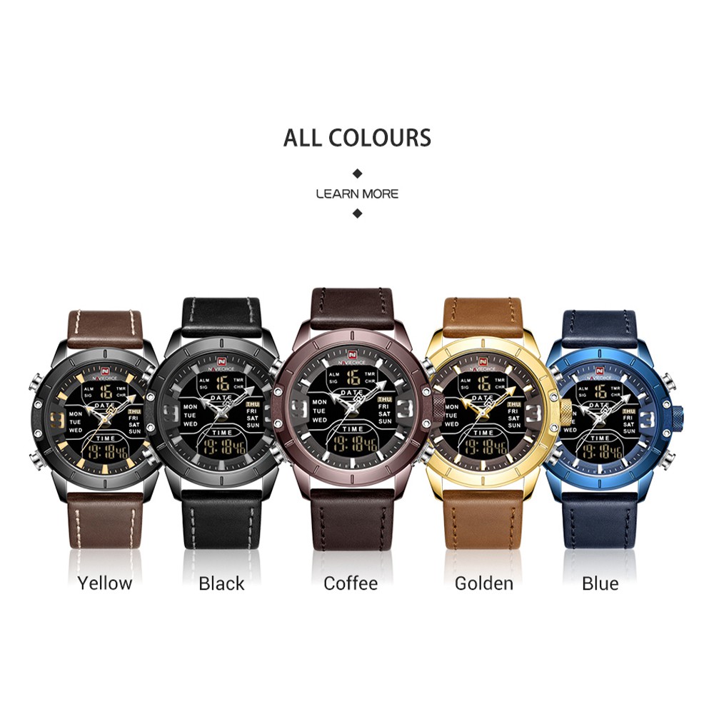Đồng Hồ Analog Máy Quartz Dây Da Chống Thấm Nước NAVIFORCE Kiểu Dáng Thể Thao Cho Nam