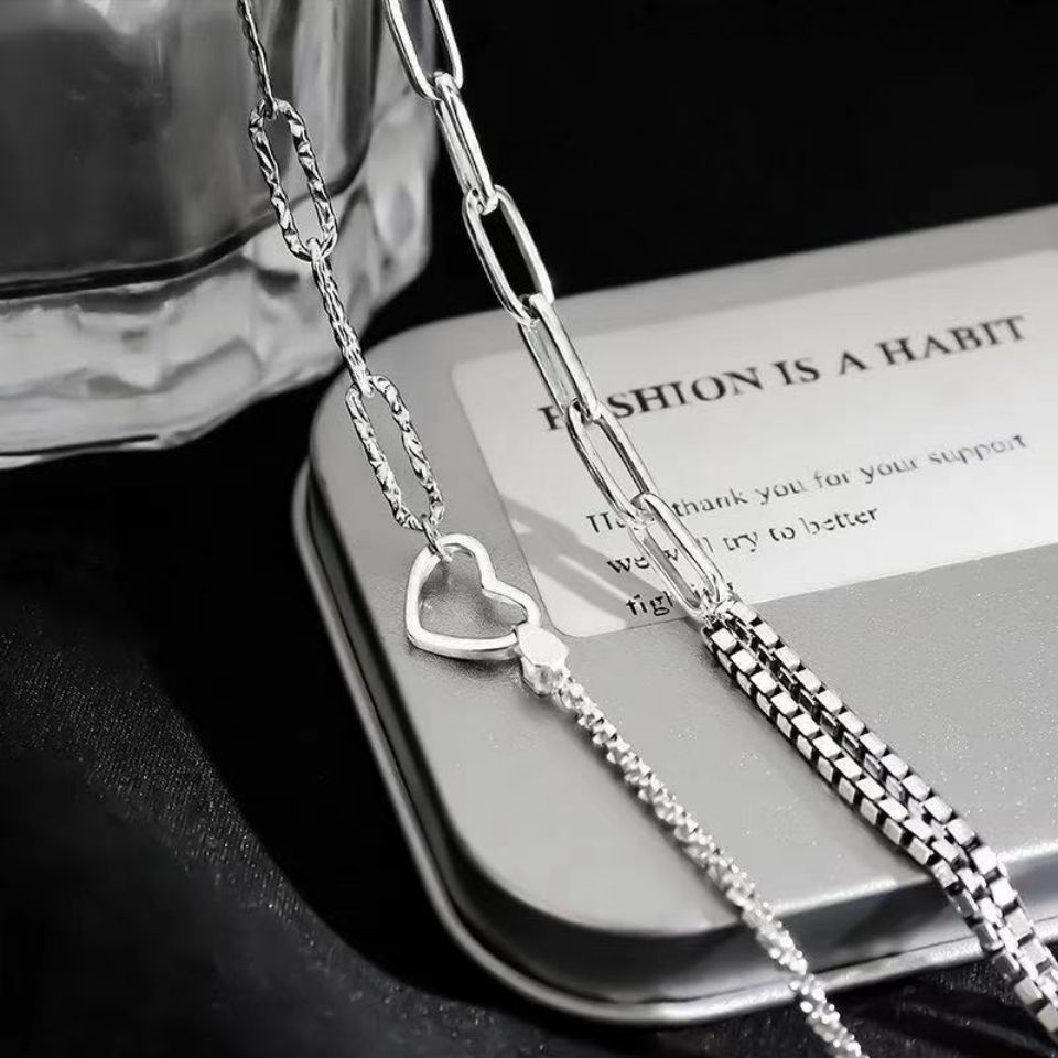 Bộ 2 vòng đeo tay mạ bạc 925 thiết kế trái tim thời trang dành cho các cặp đôi