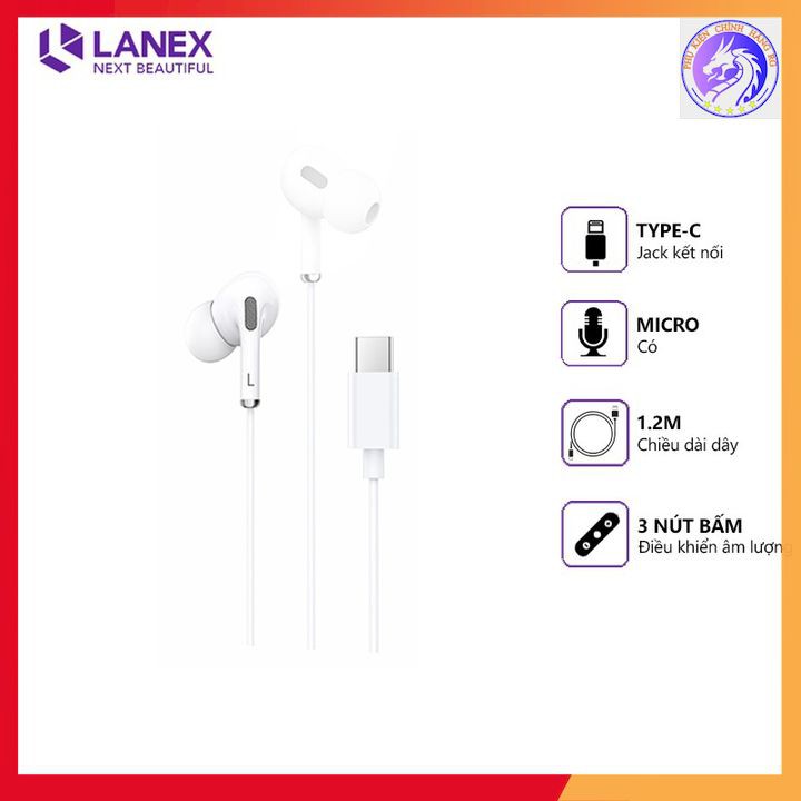 Tai Nghe Lanex LEP - L11 Nhựa TPE Jack TYPE-C Dài 1.2m Hỗ Trợ Mic - Bảo Hành 12 Tháng