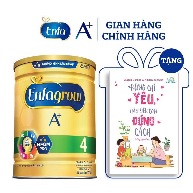 [Tặng 1 Sách Đừng Chỉ Yêu, Hãy Yêu Con Đúng Cách] Sữa Bột Enfagrow A+ 4 Với DHA Và MFGM Cho Trẻ Từ 2-6 Tuổi – Lon 1.7kg