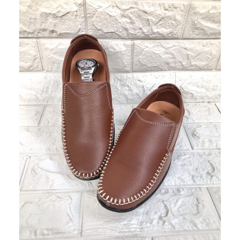 Giày lười nam đẹp,da mềm, mã GM04,màu vàng bò, đế khâu sẳn rất chắc chắn