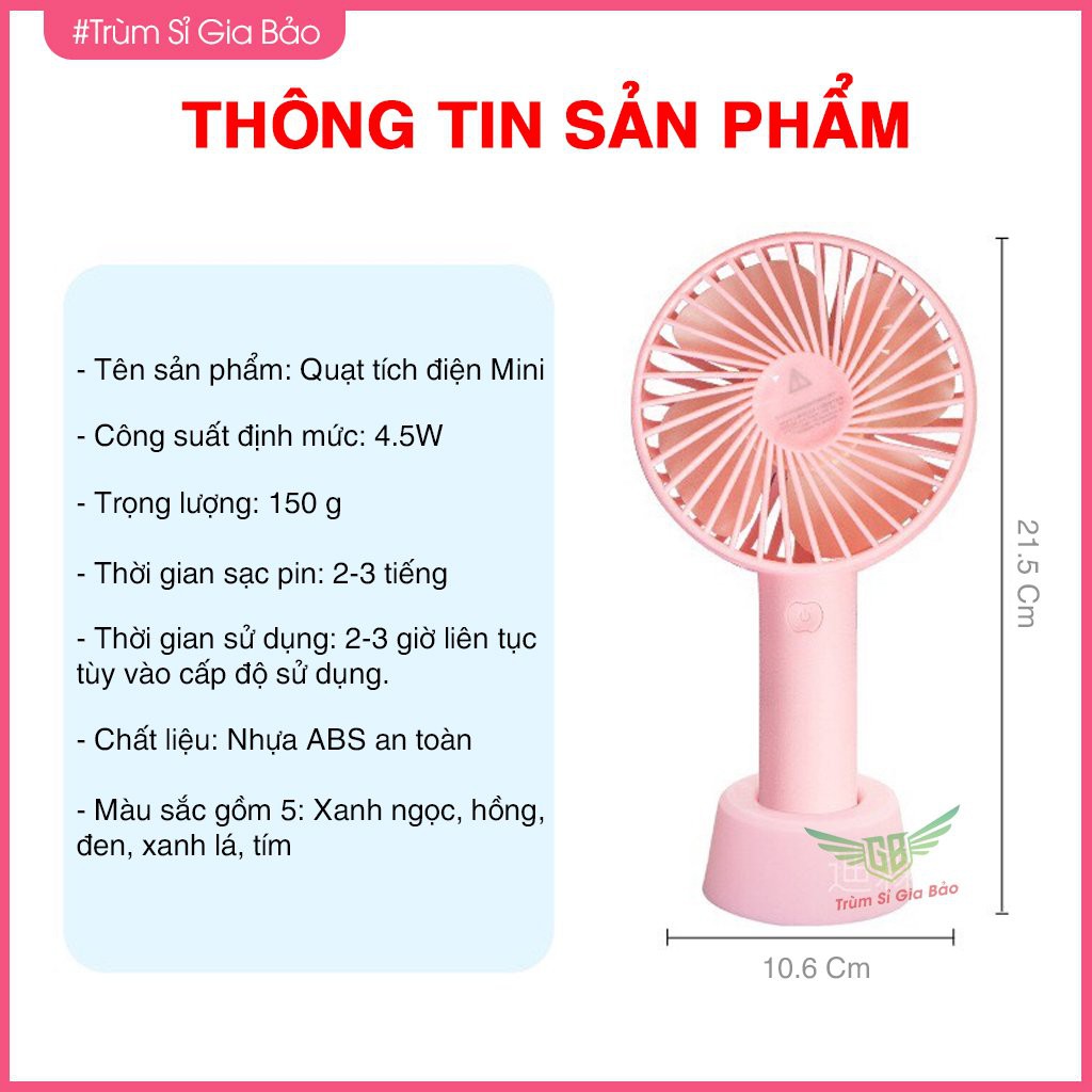 Quạt Cầm Tay Mini 3 Chế Độ ,Pin 1200mAp Mạnh Mẽ.