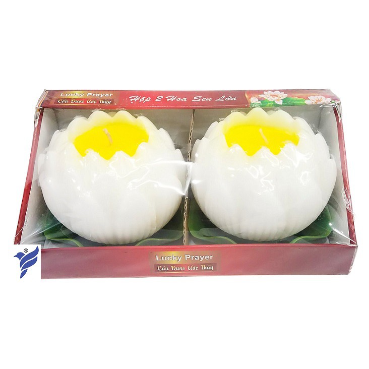 Hộp 2 nến thơm hoa sen lớn Quang Minh Candle FTM-NQM2547 (Trắng)