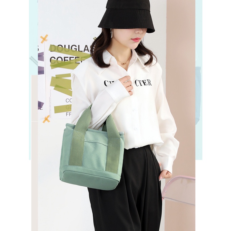 Túi Xách Canvas Nhiều Ngăn Phong Cách Nhật Bản Cho Nữ