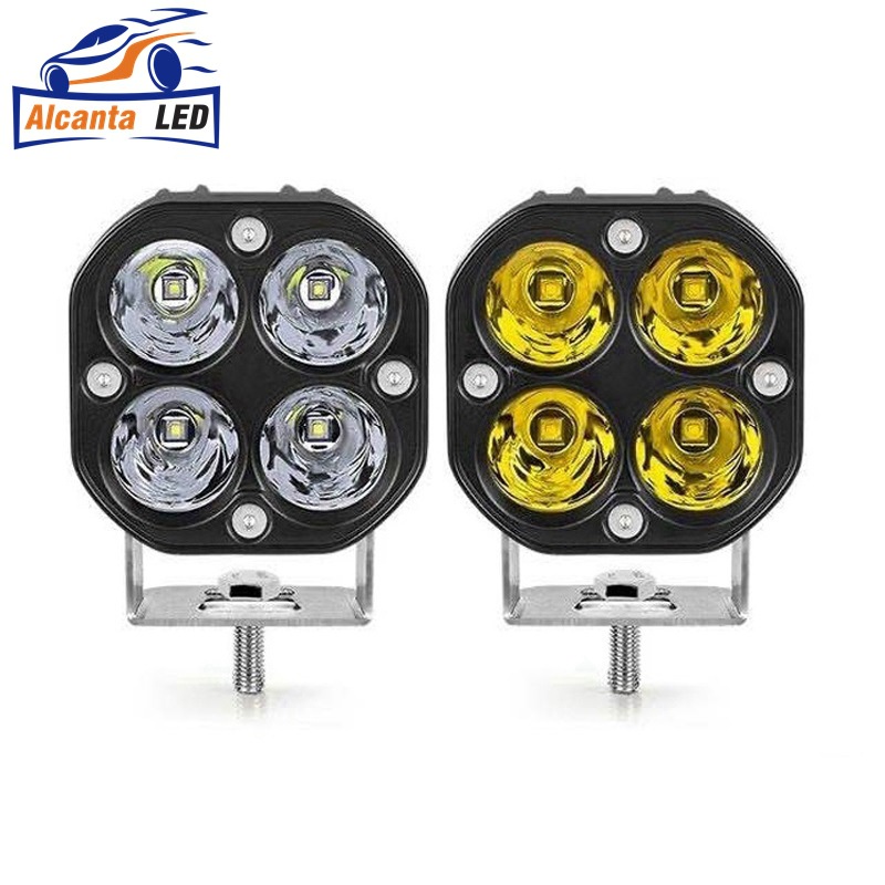 Set 2 Đèn Pha Mini 80W 3500K / 6000K Siêu Sáng Có Giá Đỡ Dành Cho Xe Mô Tô
