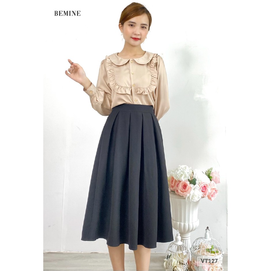 Chân váy dài xếp ly đều BEMINE VT127DEN | BigBuy360 - bigbuy360.vn