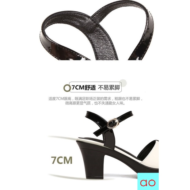Hàng Có Sẵn Giày Sandal Cao Gót Hở Mũi Có Khóa Cài Bằng Da Thật Thời Trang Mùa Hè Mới Dành Cho Phụ Nữ Trung Niên