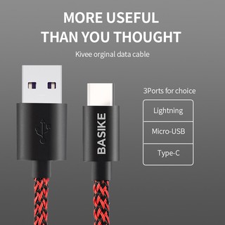 Cáp sạc nhanh basike 2.4a bọc dù cho micro usb/type c dài 1m