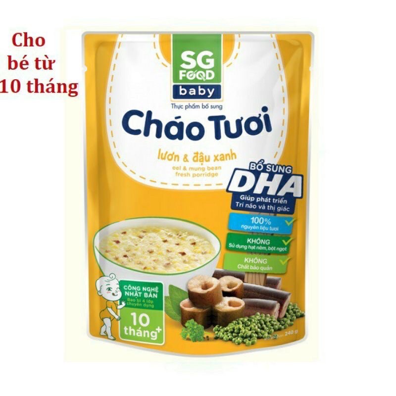 Cháo tươi Baby SG Food vị lươn đậu xanh 240g (cho bé từ 10 tháng)