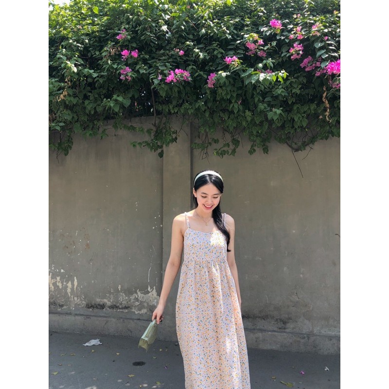 Đầm dài hai dây bo chun sau lưng ELLIE DRESS | BigBuy360 - bigbuy360.vn