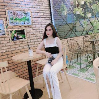 Set quần loe xẻ , áo croptop cúp 2 dây ( kèm ảnh thật )