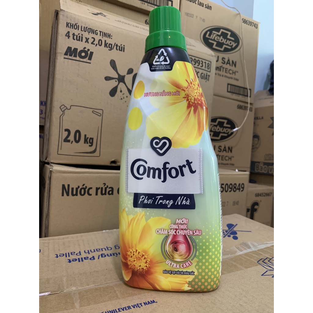 Nước xả vải Comfort chai 800ml hương nắng mới phù hợp phơi trong nhà
