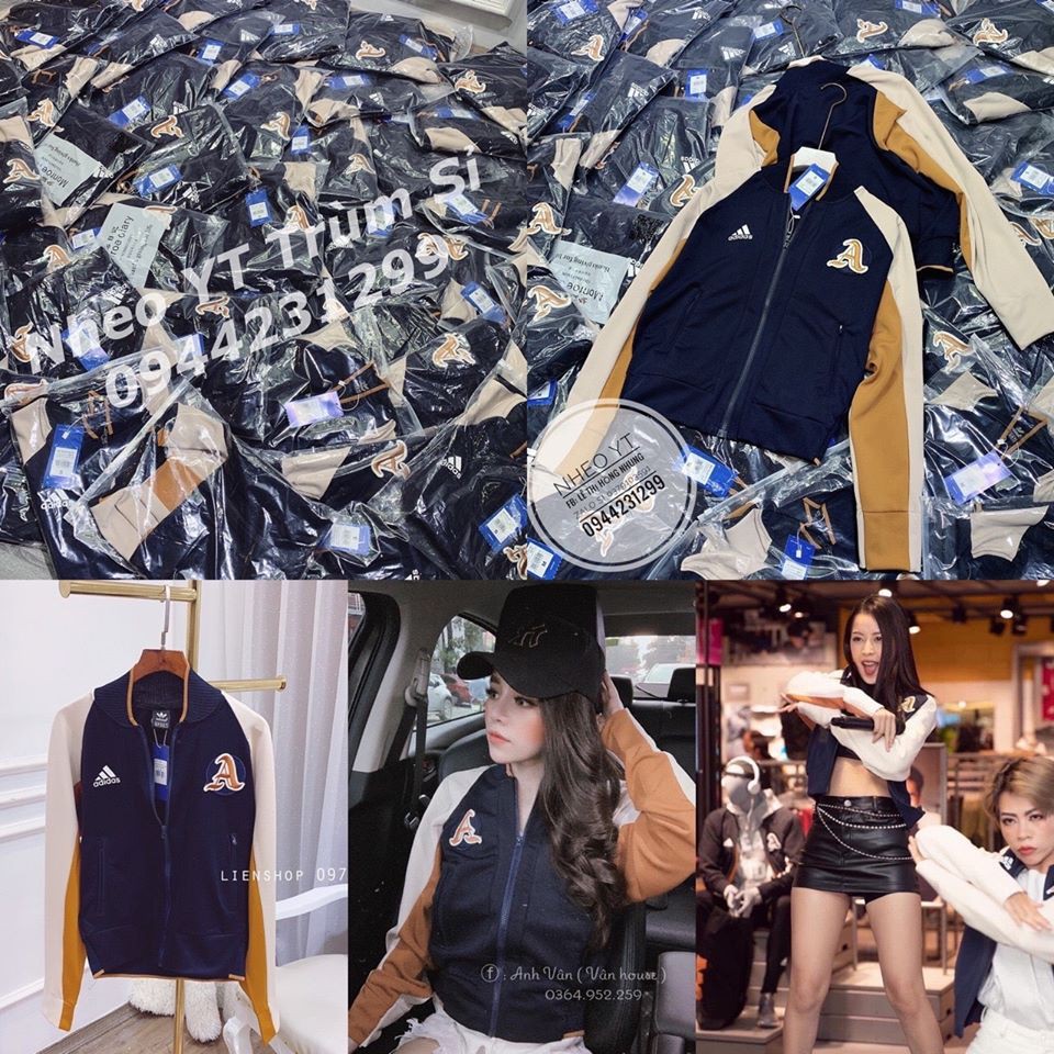 Áo khoác bomber nữ thêu logo chữ A siêu hot