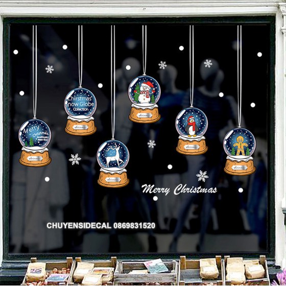 Decal trang trí tường Noel - Qủa Cầu Pha Lê Tuyết