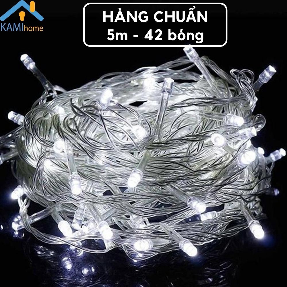 Dây đèn led nháy 3 chế độ trang trí màu Trắng-Dài 5m x 42 bóng đèn mã 26001