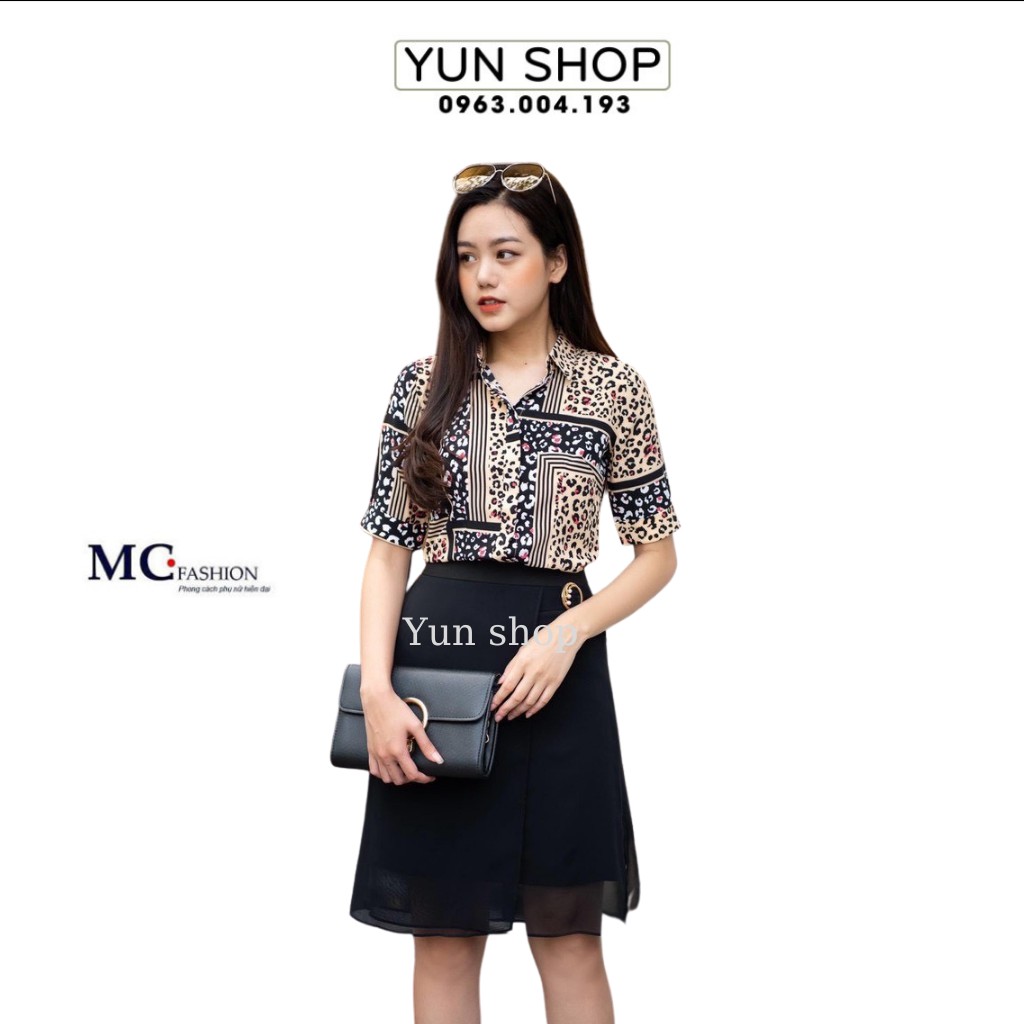 Áo sơ mi tay lỡ da báo - MC Fashion A613 màu nude