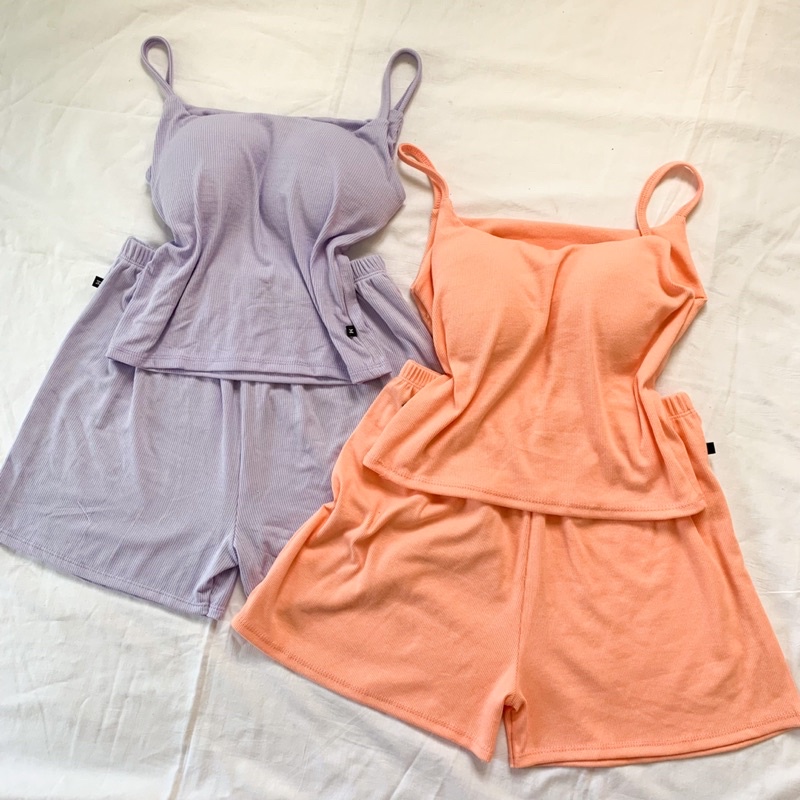 Set mặc nhà có mút ngực thun gân mịn mát