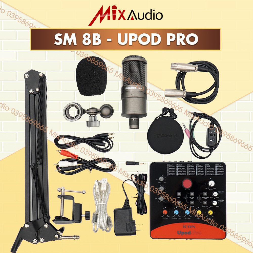 Combo Livestream Thu Âm TAKSTAR Mic SM-8B, Soundcard Icon Upod Pro, Tai nghe TS2260 [BH 1 NĂM]