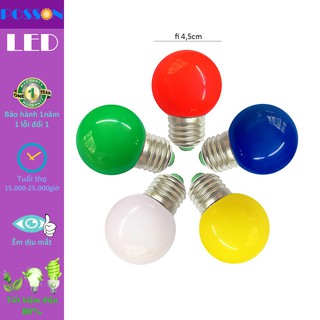 Giá Tốt -  10 Bóng đèn Led quả chanh G45 1w đuôi E27 nhiều màu Posson LL-1RGBYW