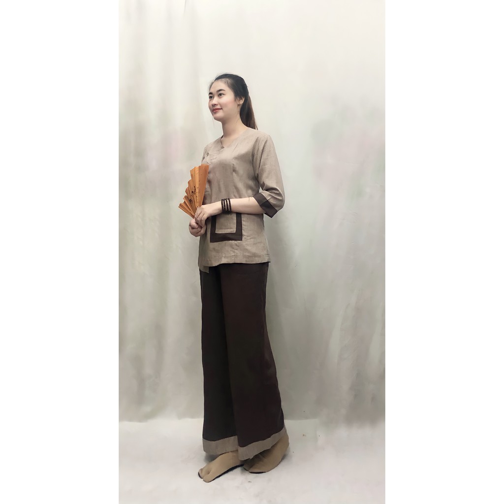 Bộ lam đi chùa cho nữ "Kiểu ấn độ túi"