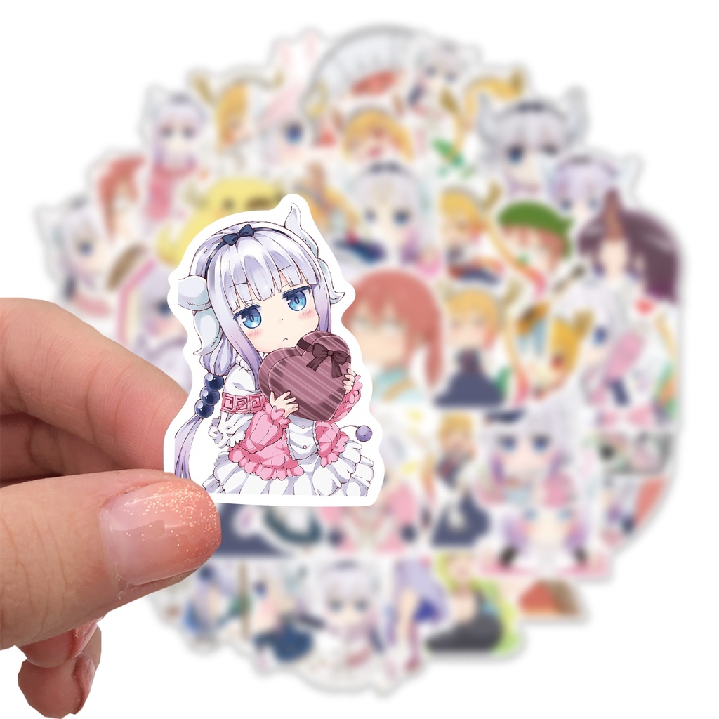 Y&P| Hình Dán Chống Nước Miss Kobayashi's Dragon Maid Nhật Bản Anime Mũ Bảo Hiểm Máy Tính Xách Tay Hành Lý Dán Thiết Lập, 50 tờ