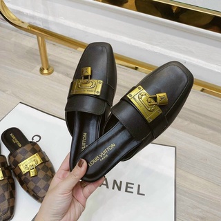 Sục da LV nữ mũi vuông đế thấp fullbox
