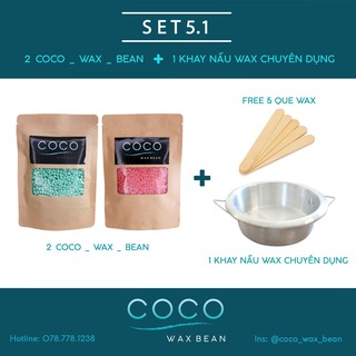 Sáp wax lông Coco Wax Bean + Bộ dụng cụ wax (freeship que gỗ)