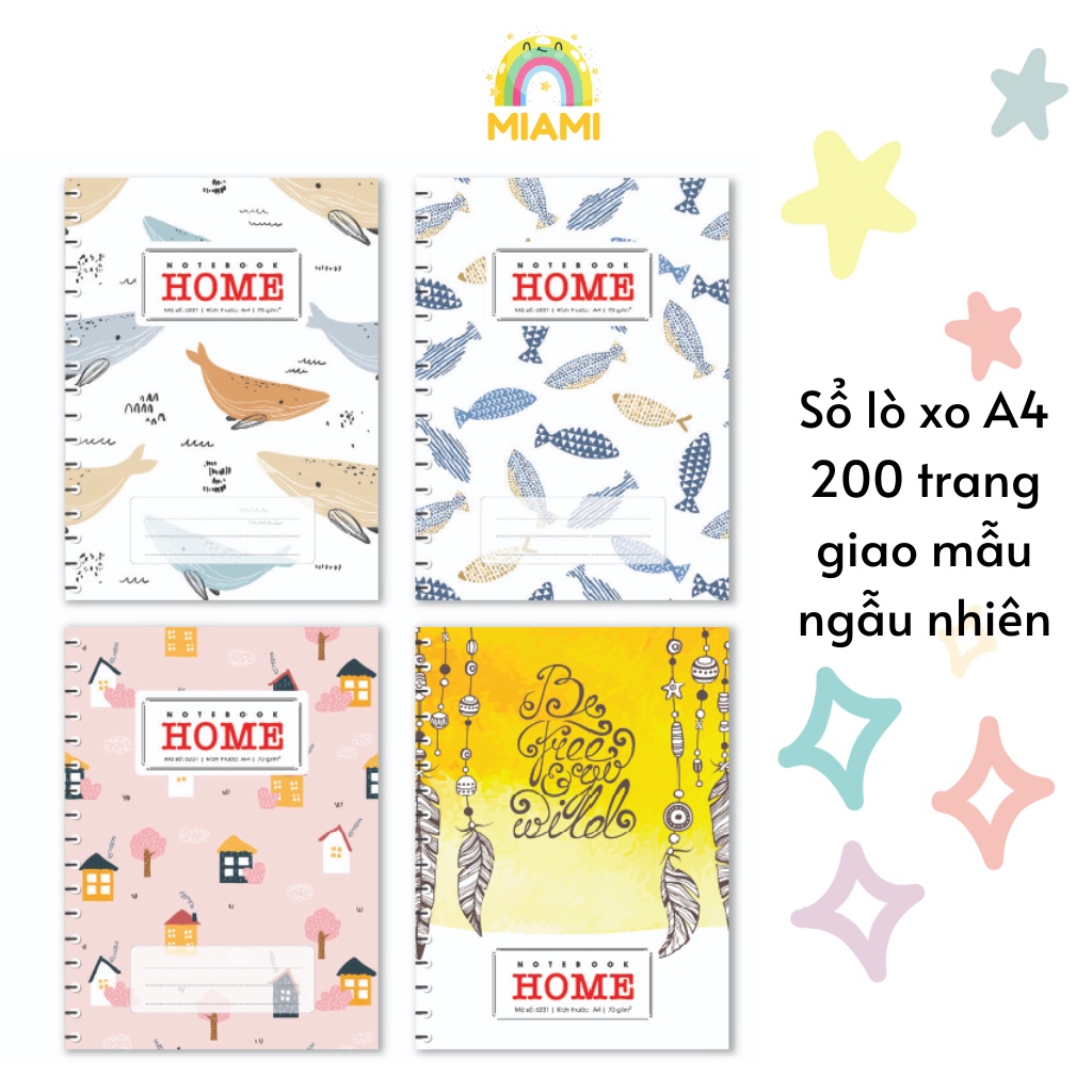Sổ Lò Xo Các Loại A4/A5/A6/A7 Hải Tiến 200 Trang Chính Hãng, Mặt Giấy Mịn Viết Êm