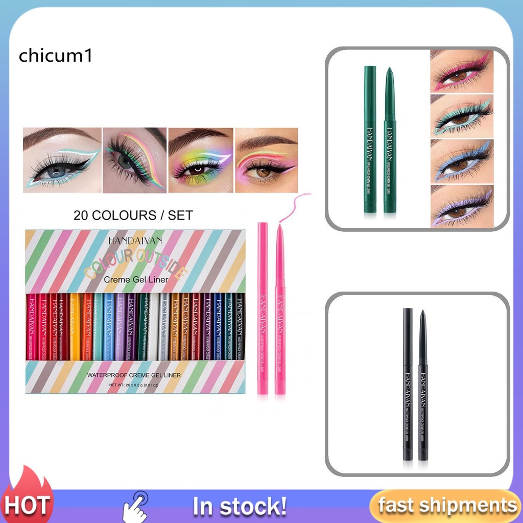 Bút kẻ mắt dạng gel 20 màu không nhòe tiện dụng
