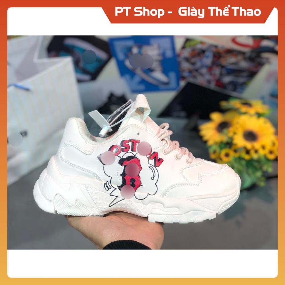[FreeShip – Hàng Xịn] Giày thể thao M.L.B chữ B Boston Trắng Hồng Full hộp, Giầy Sneaker M.L.B Boston chữ B hồng trắng