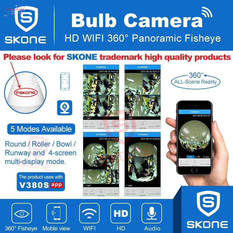 Camera An Ninh V380 Kết Nối Wifi Xoay 360 Độ