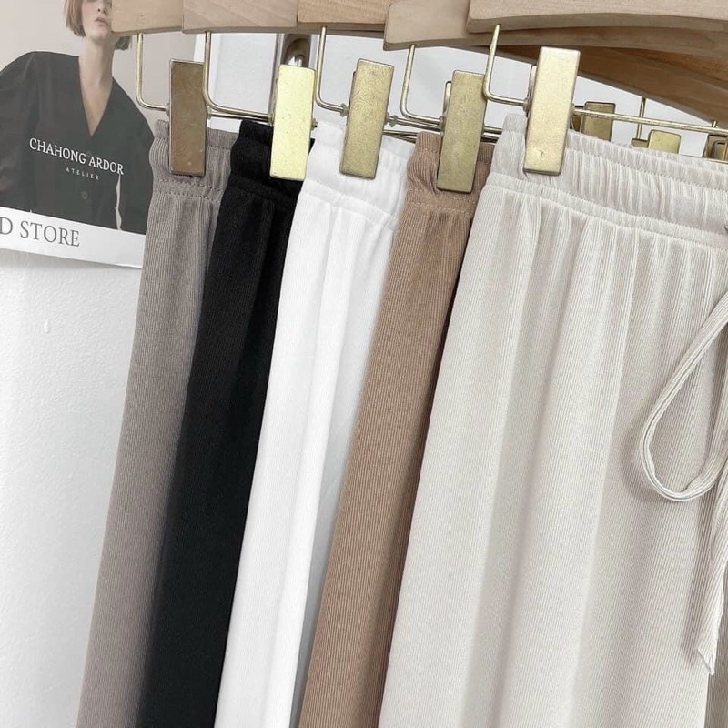 Quần culote gân tăm lạnh rút dây