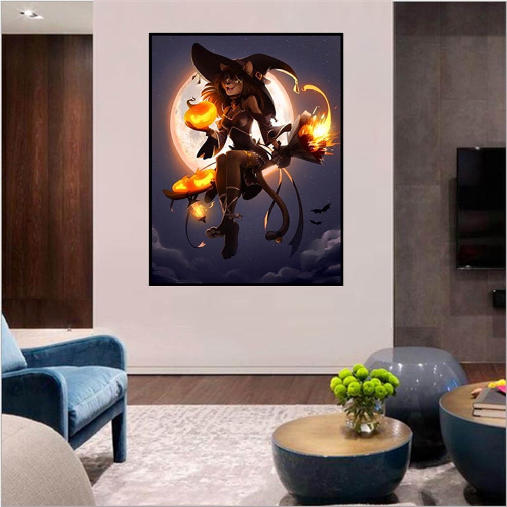 Full drill 5D Diamond Painting Halloween Witch Embroidery Art Home Decor