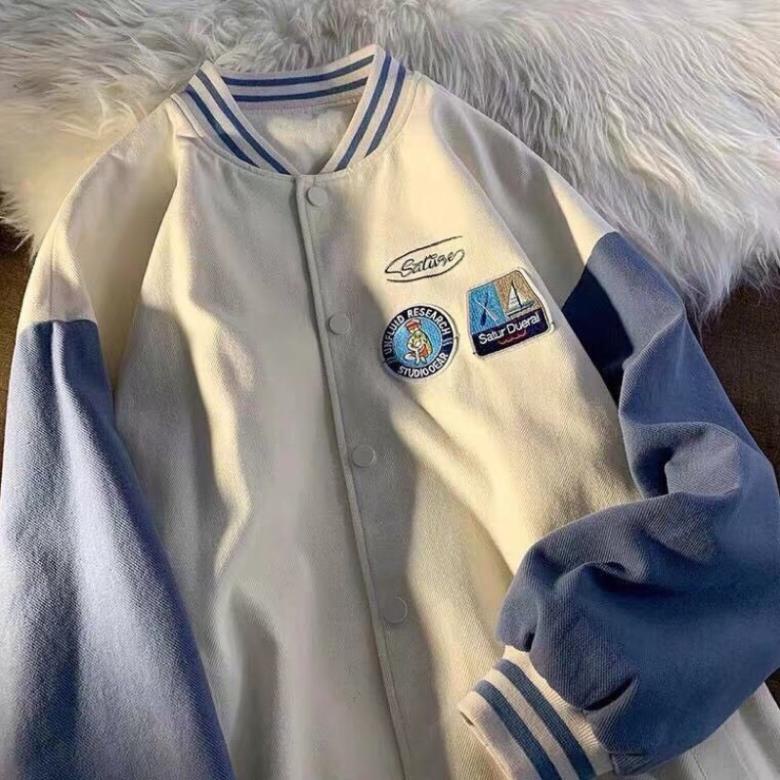 Áo Khoác Bóng Chày, Áo Bomber Nhung Logo Kiểu Dáng Hàn Quốc Form Rộng Trẻ Trung Năng Động(Hàng Sẵn)