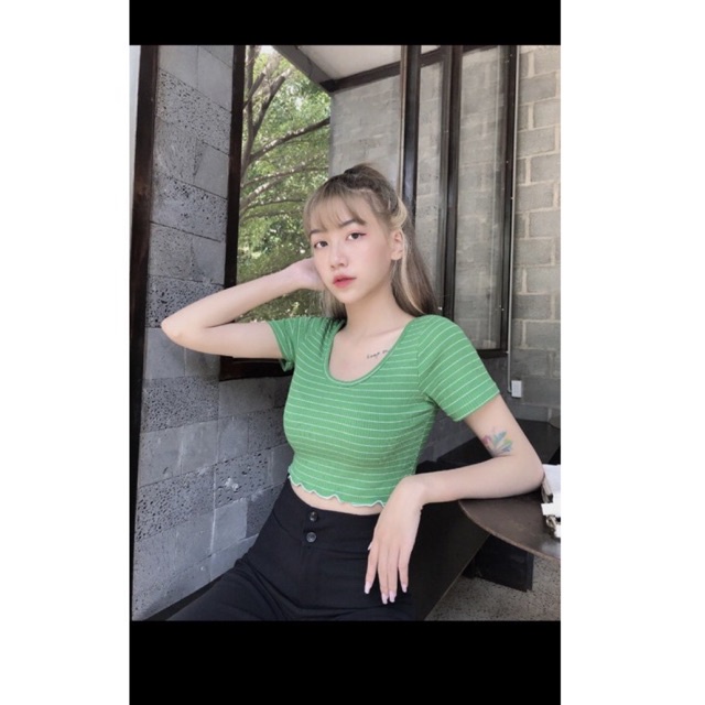 Áo cổ tròn cuốn biên giá siêu rẻ . Áo form croptop , cổ tròn . Áo chất thun co giãn thoải mái | BigBuy360 - bigbuy360.vn