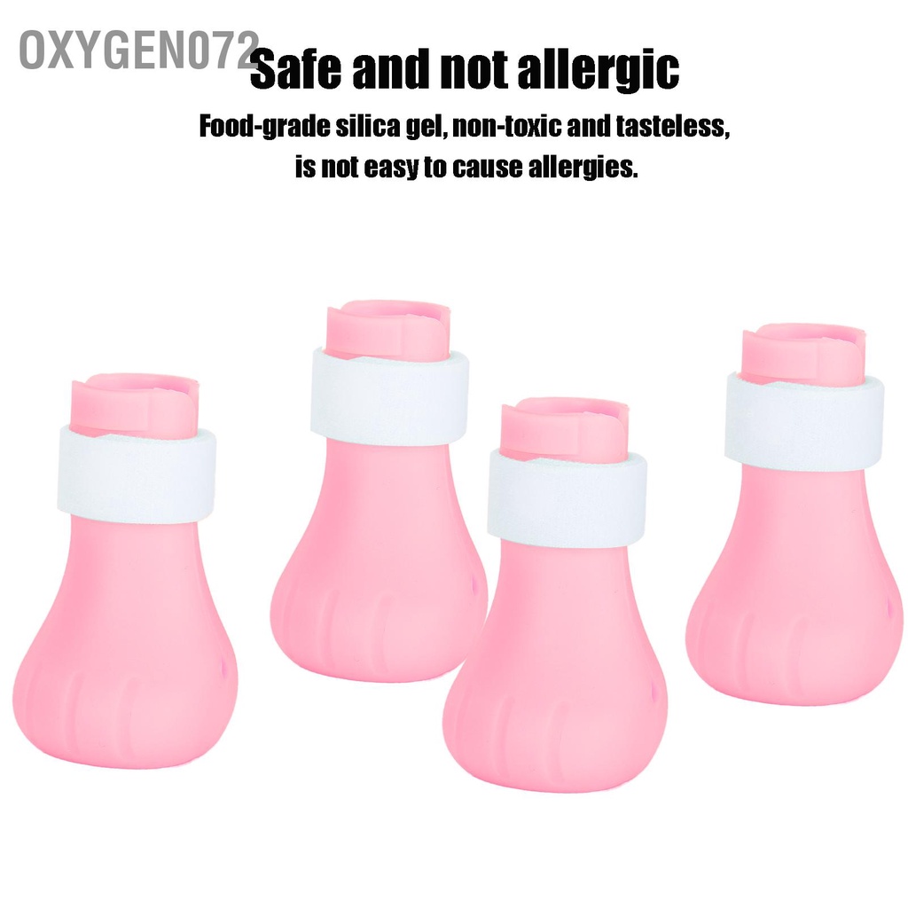Oxygen072 4 cái Chống Trầy Da Bàn Chân Mèo Có Thể Điều Chỉnh Silicone Pet AntiOff Claw Shoes Boots Bìa