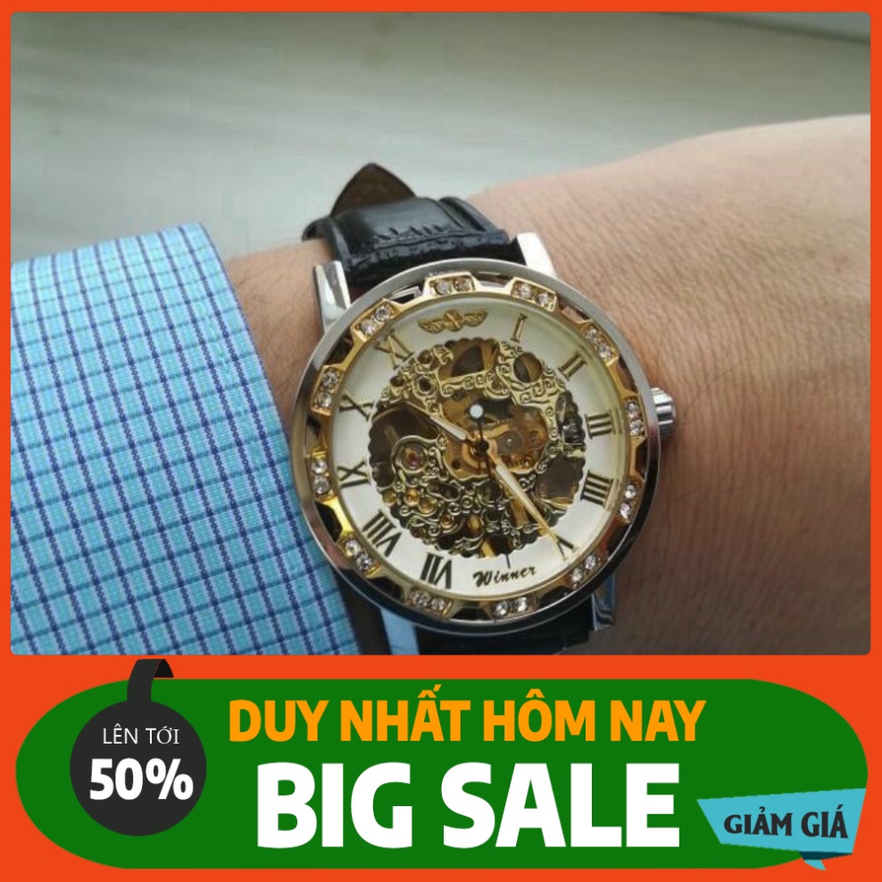 GIÁ GIẬT MÌNH ĐỒNG HỒ CƠ NAM AUTOMATIC hàng hiệu WINNER DÂY DA thời thượng thiết kế trang điểm ĐẸP GIÁ RẺ GIÁ GIẬT MÌNH