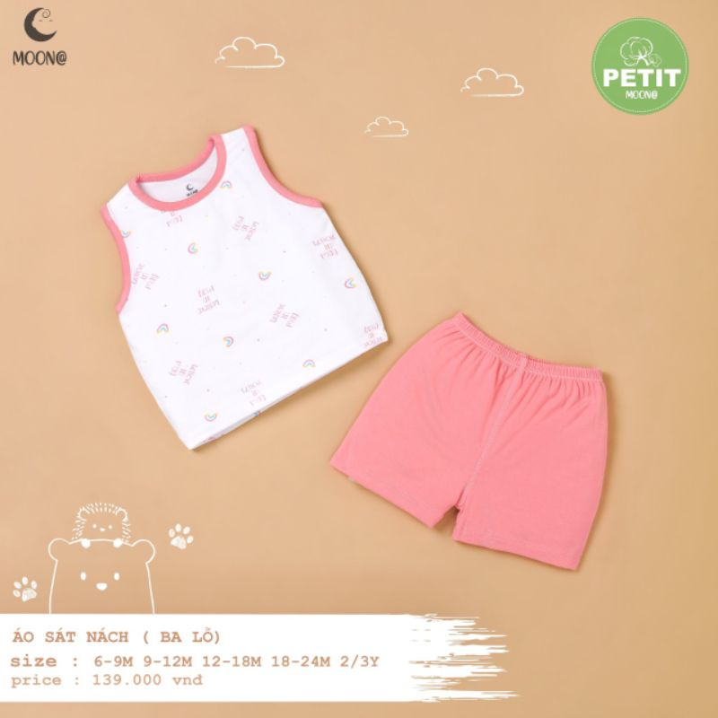 Moon -  Bộ ba lỗ Moon vải petit mềm mát cho bé từ 6-16kg