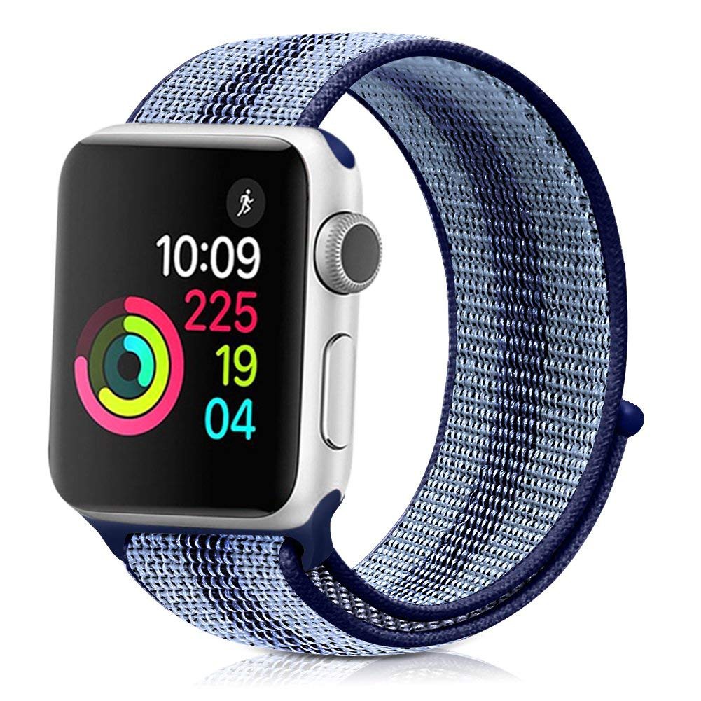 Dây Đeo Nylon Sọc Cho Đồng Hồ Thông Minh Apple Watch 38Mm / 42Mm/40mm/44mm，se/6/5/4/ 3 / 2 / 1