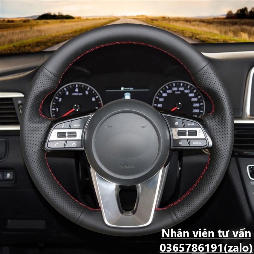 Bọc vô lăng xe Kia Cerato, Kia K5 2019, Kia Seltos Delux bằng da nappa cao cấp