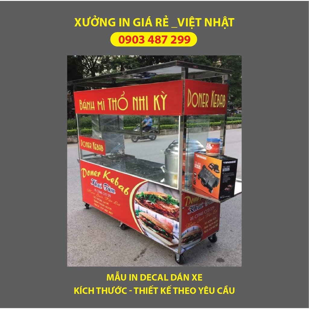 Decal dán xe Bành Mì, Trà sữa, Xôi, Hủ tiếu, Bánh tráng trộn ,... Theo yêu cầu_Miễn phí thiết kế