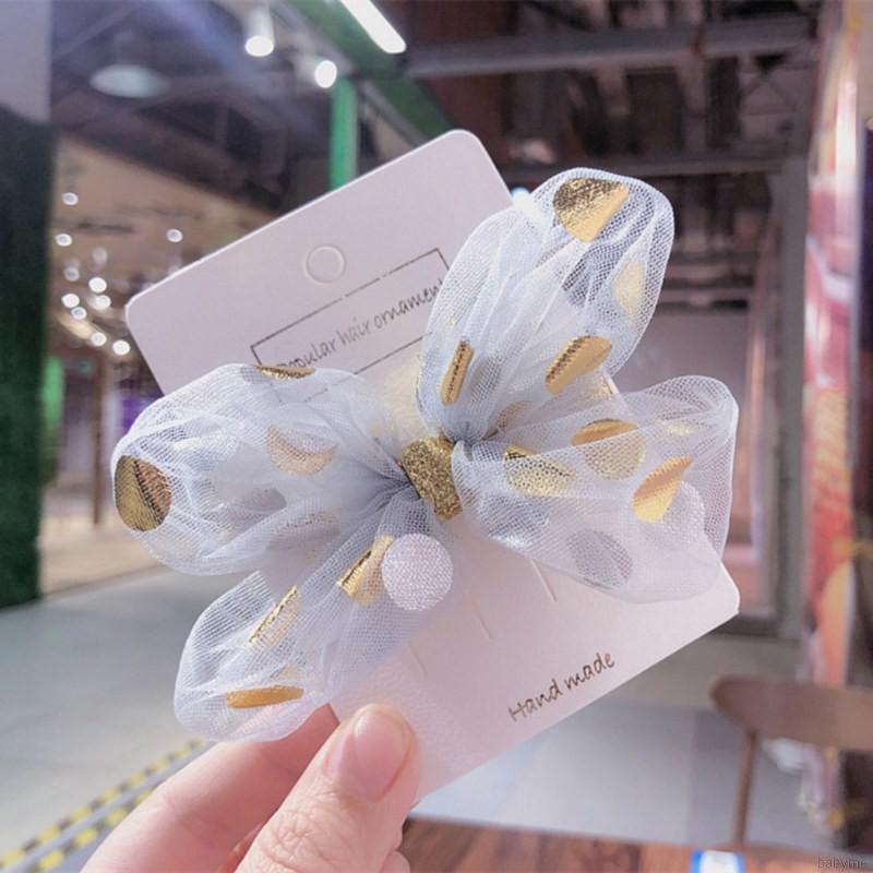 ♕ Babyme ღ  Baby Girls Leisure Durable Mesh Bow Hair Clip Hair Accessories