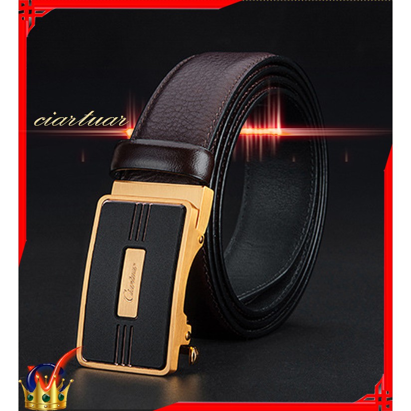 HÀNG HIỆU/Thắt Lưng Da Nam Khóa Tự Động Cao Cấp Dây Nịt Nam Da Bò 100% Chính Hãng Ciartuar Mầu Vàng Bạc Nam Tính...