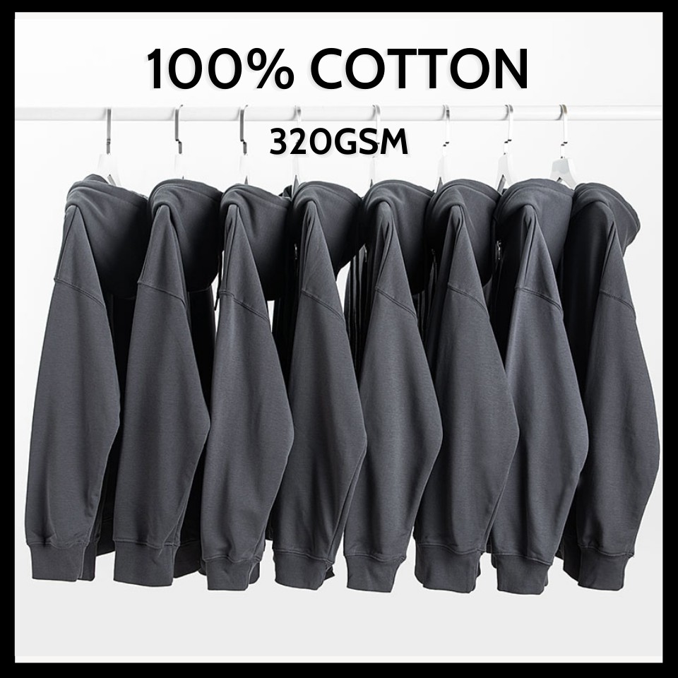 310G Hoodie 100% Cotton Cao Cấp Màu Xám Đen - Form Unisex Định Lượng 310gsm - Áo Hoodie Dầy Dặn Cho Nam Nữ Mùa Đông 2022