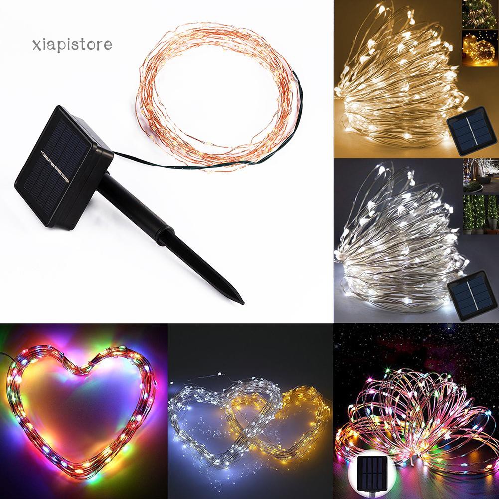 Dây đèn LED 200 bóng 20 mét năng lượng mặt trời trang trí tiện lợi